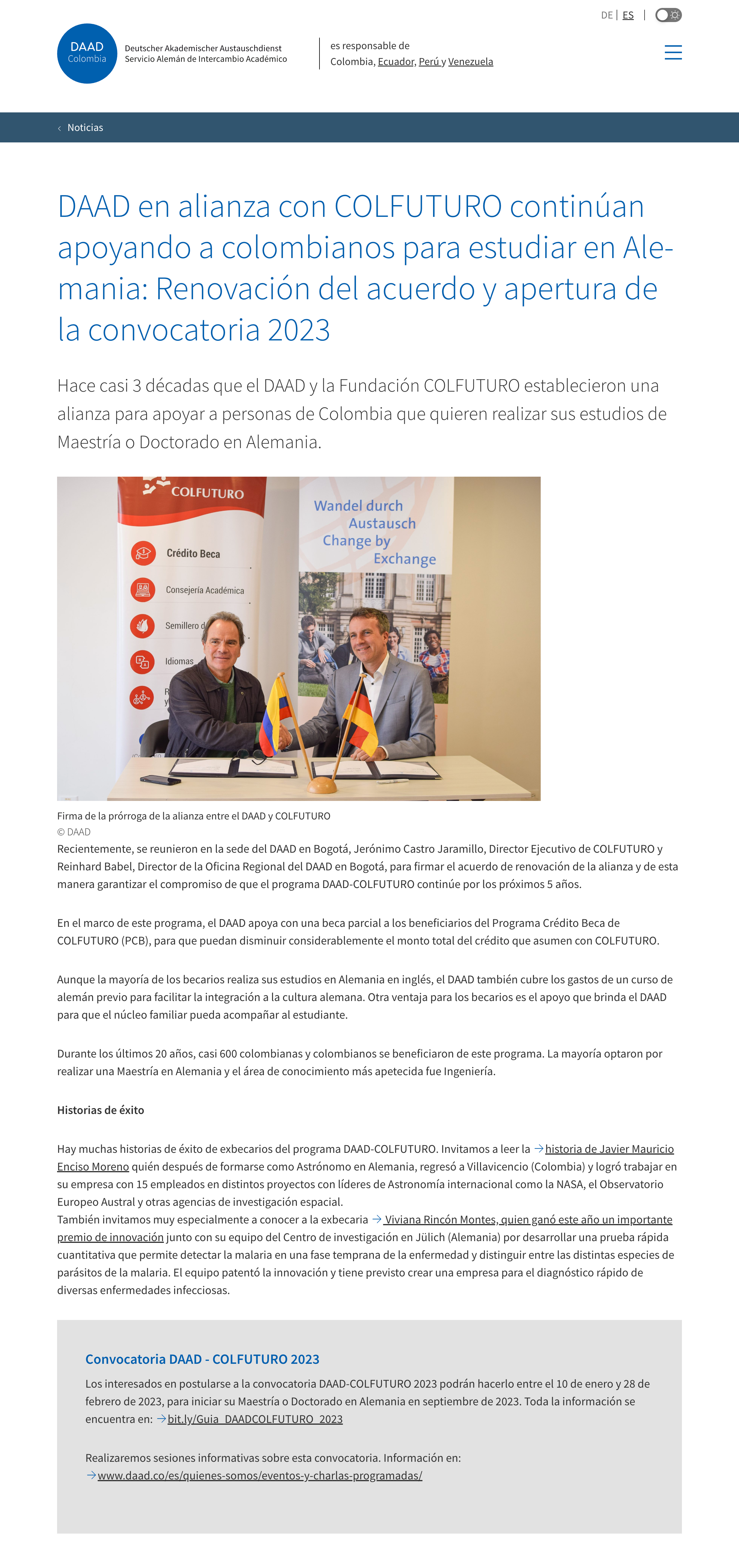 DAAD & Colfuturo – Partnership Renewal 2022