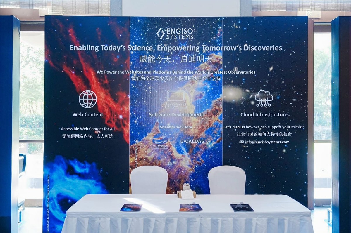 Enciso Systems Trade Show Booth with Astronomy-Themed Backdrop