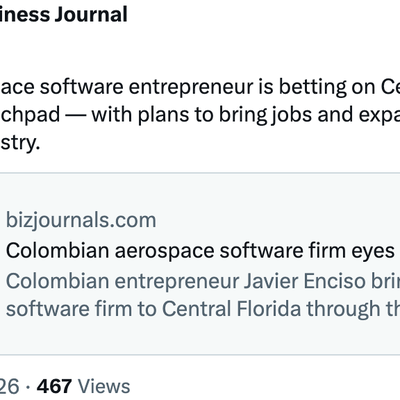 Orlando Business Journal Post on Colombian Aerospace Firm