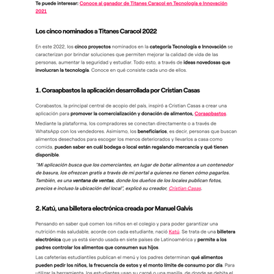 Enel Colombia – Titanes Caracol 2022 Nominees