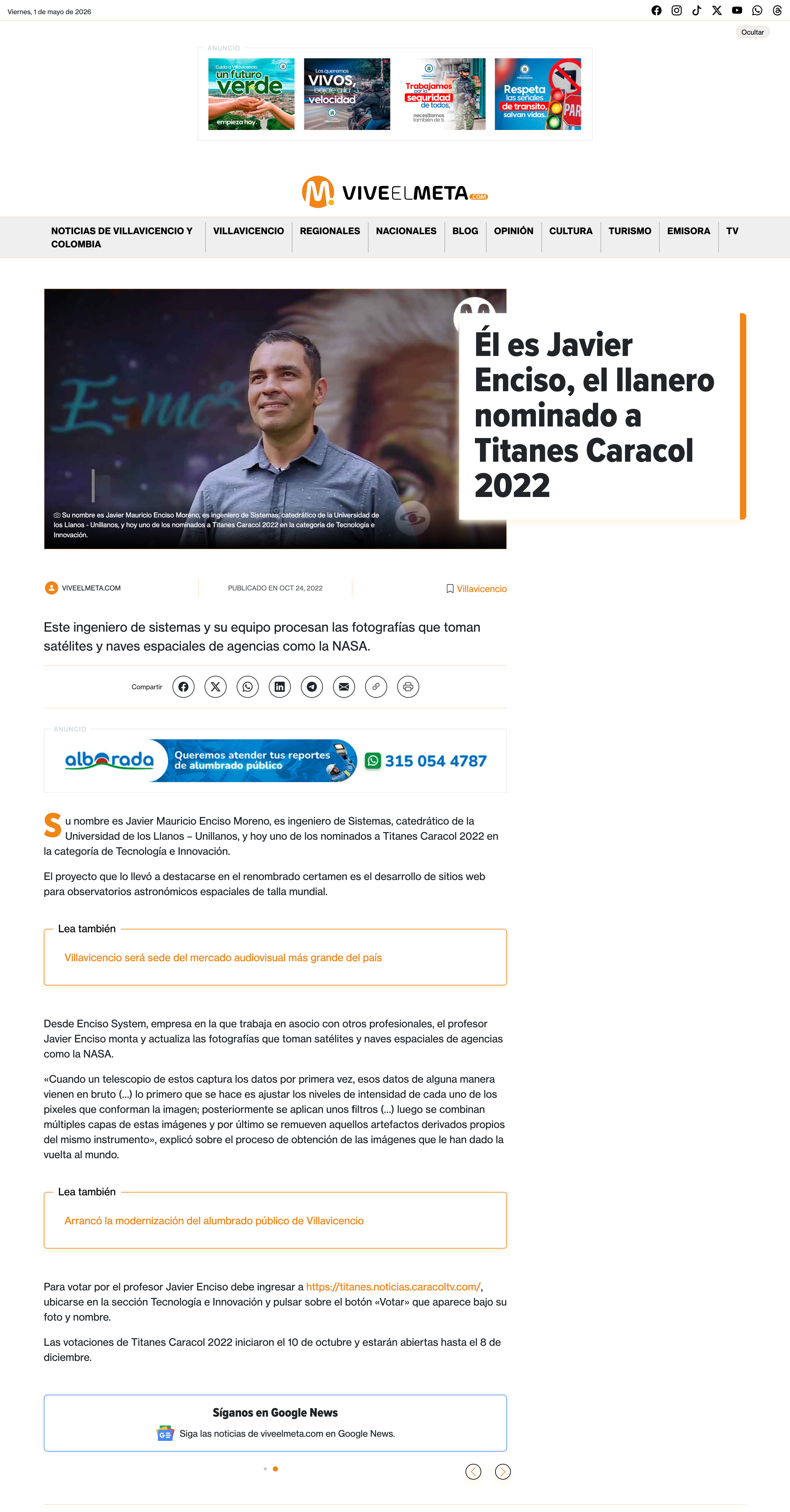 Vive el Meta – Javier Enciso Nominated for Titanes Caracol