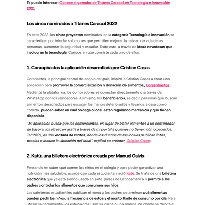Enel Colombia – Titanes Caracol 2022 Nominees