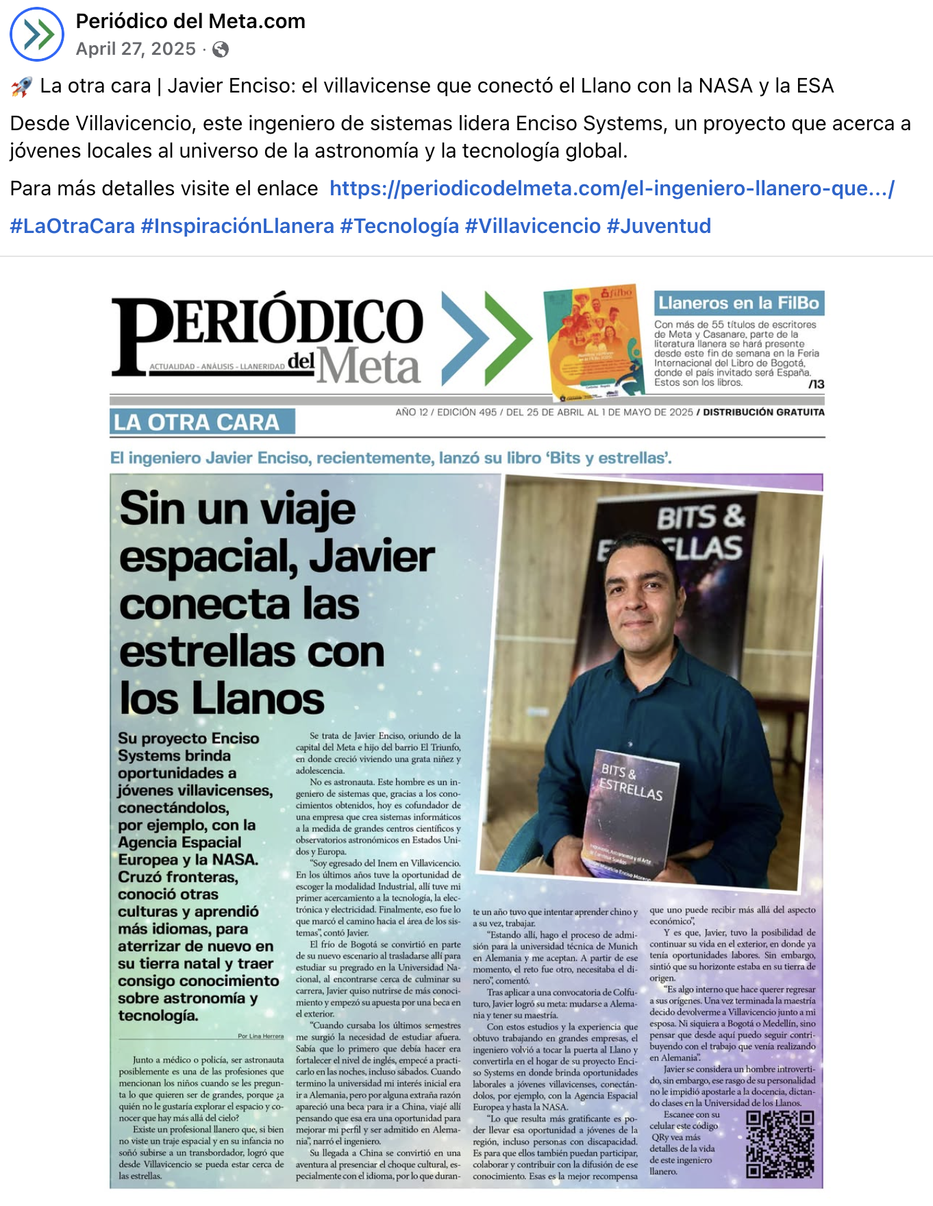 Periódico del Meta – Javier Enciso: The Man Who Connected the Llano With NASA